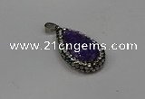 NGP4268 14*23mm flat teardrop plated quartz pendants wholesale