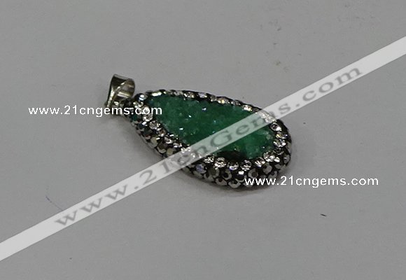 NGP4271 14*23mm flat teardrop plated quartz pendants wholesale