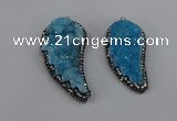 NGP4317 20*40mm - 25*50mm wing-shaped druzy quartz pendants