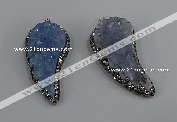 NGP4319 20*40mm - 25*50mm wing-shaped druzy quartz pendants