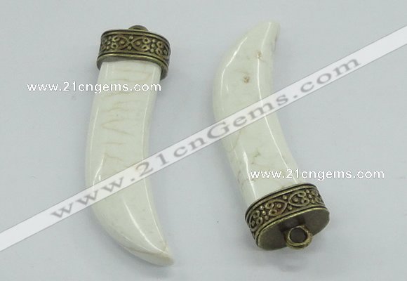 NGP4521 15*55mm - 15*60mm horn white turquoise pendants wholesale