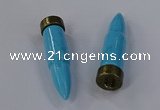 NGP4549 15*62mm bullet-shaped white howlite turquoise pendants