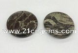 NGP5500 50mm flat round rainforest agate pendants wholesale