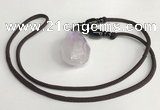 NGP5587 Lavender amethyst nugget pendant with nylon cord necklace