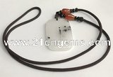 NGP5606 Black rutilated quartz rectangle pendant with nylon cord necklace