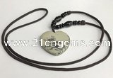 NGP5630 Jasper heart pendant with nylon cord necklace