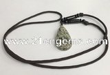 NGP5633 Jasper flat teardrop pendant with nylon cord necklace