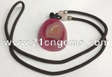 NGP5653 Agate flat teardrop pendant with nylon cord necklace