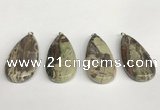 NGP5747 20*40mm flat teardrop rainforest agate pendants