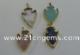 NGP6005 22*30mm - 25*35mm arrowhead mixed gemstone pendants