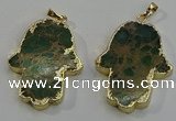 NGP6032 22*40mm - 25*45mm hamsahand sea sediment jasper pendants