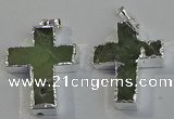 NGP6046 30*40mm - 35*45mm cross green rutilated quartz pendants