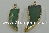 NGP6057 15*40mm - 18*45mm horn green aventurine pendants