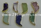 NGP6060 15*40mm - 18*45mm horn mixed gemstone pendants