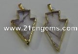 NGP6067 20*40mm - 25*45mm arrowhead white crystal pendants
