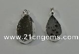 NGP6080 15*25mm – 18*30mm flat teardrop druzy agate pendants