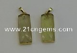 NGP6201 14*30mm - 15*38mm faceted rectangle lemon quartz pendants