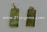 NGP6202 14*30mm - 15*38mm faceted rectangle green rutilated quartz pendants
