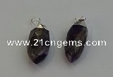 NGP6225 12*28mm - 15*30mm faceted bullet amethyst pendants