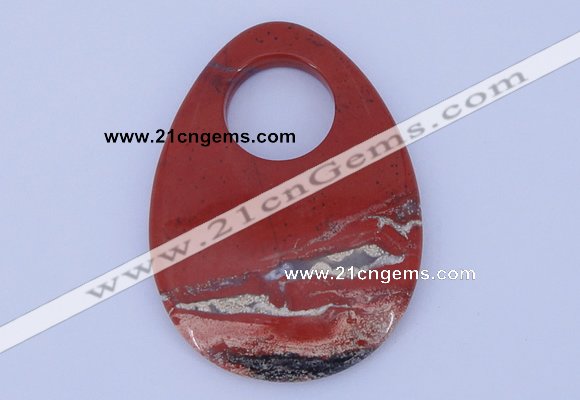 NGP624 5pcs 45*62mm flat teardrop red jasper gemstone pendants