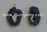 NGP6312 25*35mm - 30*45mm freeform plated druzy agate pendants