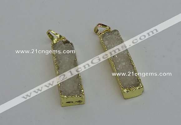 NGP6378 10*40mm - 11*42mm rectangle druzy agate pendants