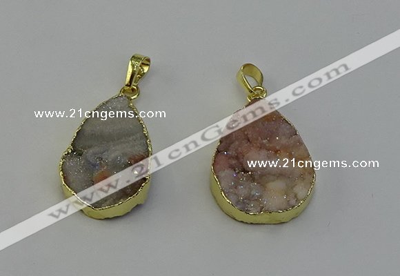 NGP6390 20*30mm - 25*30mm flat teardrop druzy agate pendants
