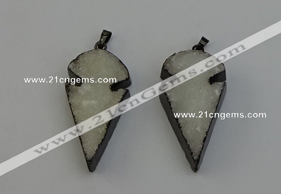 NGP6396 20*40mm - 25*45mm arrowhead druzy agate pendants
