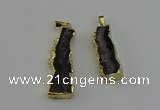 NGP6402 12*35mm - 15*45mm freeform druzy amethyst pendants