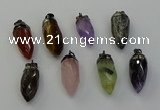 NGP6448 12*24mm - 15*30mm faceted bullet mixed gemstone pendants