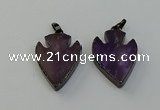 NGP6455 22*28mm - 25*35mm arrowhead amethyst gemstone pendants