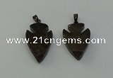 NGP6458 22*28mm - 25*35mm arrowhead smoky quartz pendants