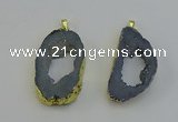 NGP6504 30*40mm - 35*45mm freeform plated druzy agate pendants