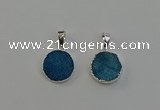 NGP6513 15mm - 16mm coin druzy agate pendants wholesale