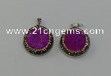 NGP6541 20mm - 22mm coin druzy agate gemstone pendants wholesale