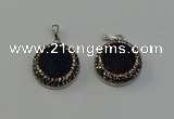 NGP6545 20mm - 22mm coin druzy agate gemstone pendants wholesale
