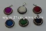 NGP6546 20mm - 22mm coin druzy agate gemstone pendants wholesale