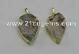 NGP6552 25*35mm - 26*40mm arrowhead druzy agate pendants