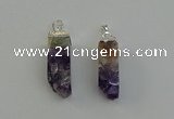 NGP6556 10*20mm - 11*30mm sticks druzy amethyst pendants