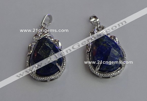 NGP6623 22*30mm faceted teardrop lapis lazuli gemstone pendants