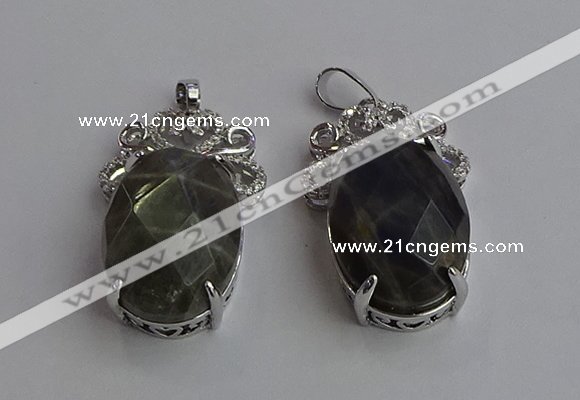 NGP6640 18*25mm faceted oval labradorite gemstone pendants
