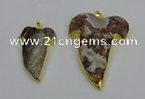NGP6691 25*30mm - 30*40mm tooth agate gemstone pendants wholesale