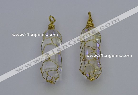 NGP6730 13*40mm sticks white crystal gemstone pendants wholesale