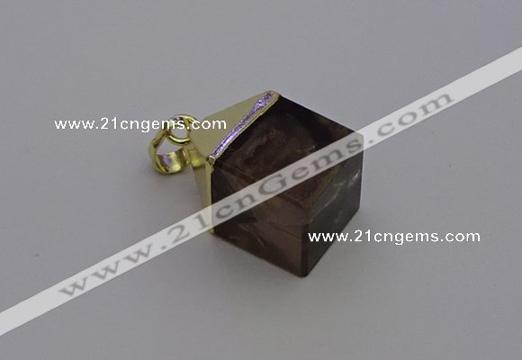 NGP6768 15*22mm cube smoky quartz pendants wholesale