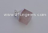 NGP6781 15*22mm cube rose quartz gemstone pendants wholesale