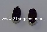 NGP6901 10*22mm - 12*25mm freeform plated druzy quartz pendants