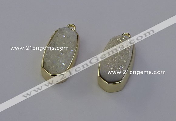 NGP6906 10*22mm - 12*25mm freeform plated druzy quartz pendants
