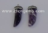 NGP6975 12*40mm - 15*45mm horn amethyst pendants wholesale