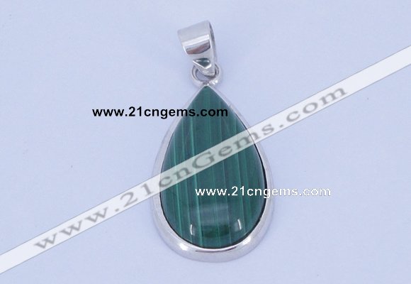 NGP710 14*37mm teardrop natural malachite with sterling silver pendant