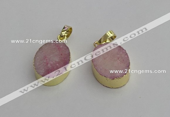 NGP7198 15*20mm oval druzy quartz pendants wholesale